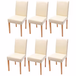 Chaises de salle à manger - Décoshop26 - Lot de 6 - Synthétique crème - Pieds en bois massif - Design moderne