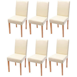 Chaises de salle à manger - Décoshop26 - Lot de 6 - Synthétique crème - Pieds en bois massif - Design moderne