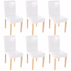 Chaises de salle à manger - Lot de 6 - Blanc - Design moderne - Pieds en bois massif - Confort optimal