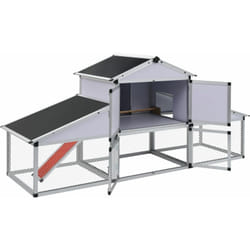 Grande cage à poules poulailler aluminium mdf avec rampes et 1 Pondoir 258 cm