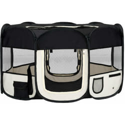 Parc pliable pour chien avec sac de transport 145 x 145 x 61 cm noir