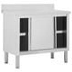 Table de travail avec portes coulissantes armoire de stockage de cuisine armoire de rangement restaurant hôtel cantine 100 cm acie