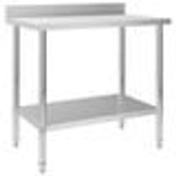 Table de travail de cuisine avec dosseret 100 x 60 x 93 cm acier inoxydable