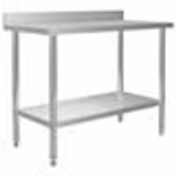 Table de travail de cuisine avec dosseret 120 x 60 x 93 cm acier inoxydable