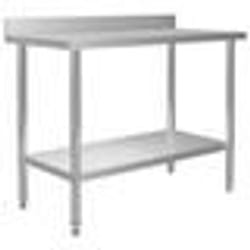 Table de travail de cuisine avec dosseret 120 x 60 x 93 cm acier inoxydable