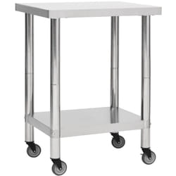 Table de travail de cuisine avec roues 80 x 30 x 85 cm acier inoxydable