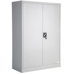 Armoire de bureau verrouillable dotee de 3 etageres meuble 4 niveaux gris