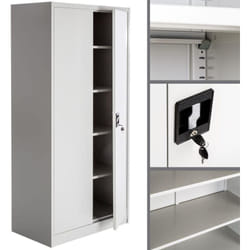 Helloshop26 - Armoire de bureau verrouillable dotée de 4 étagères meuble 5 niveaux gris