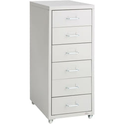 Helloshop26 - Caisson de bureau 69 cm meuble en métal 6 tiroirs gris clair