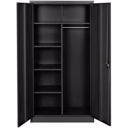 Armoire de bureau verrouillable dotée de 6 compartiments. Étagères réglables en hauteur individuellement. Acier revêtu par po ...