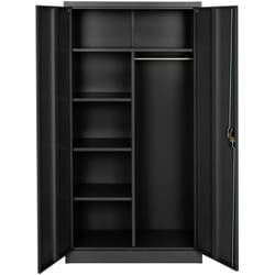 Helloshop26 - Vestiaire métallique 5 niveaux 90 cm avec penderie intégrée noir
