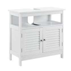 Armoire de salle de bain dessous de lavabo meuble dessous rangement 3 surfaces stockage 60 x 60 x 30 cm MDF laque Blanc