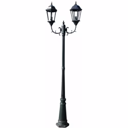Ce lampadaire noir, en fonte d'aluminium améliorera grandement l'apparence générale de votre jardin. Il a 2 lampes en verre t ...