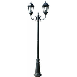 Helloshop26 - Lampadaire extérieur double 230 cm luminaire décoration noir vert