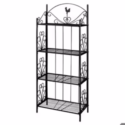 Etagere 4 niveaux interieur ou exterieur pour plantes fleurs 61 cm acier noir