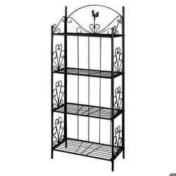Etagere 4 niveaux interieur ou exterieur pour plantes fleurs 61 cm acier noir