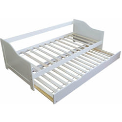 Lit gigogne avec sommier à lattes banquette tiroir 90x200cm blanc LIT06074