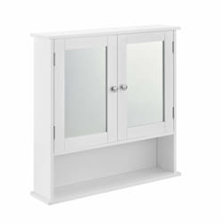 Helloshop26 - Armoire de salle de bain vintage avec miroir meuble de salle de bain avec porte 3 surface de stockage mdf laqué 58 cm blanc