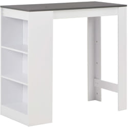 Table haute mange debout bar bistrot avec étagère blanc 110 cm