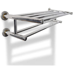 Helloshop26 - Porte serviette salle de bain universelle double acier 60 cm