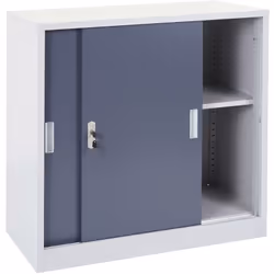 Armoire de rangement bureau en acier, avec portes coulissantes 90x90x45cm anthracite Tôle d'acier laminée à froid de 0,6 mm 2 ...