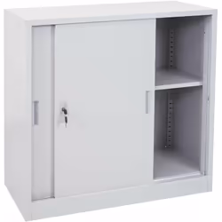 Armoire de rangement bureau en acier, avec portes coulissantes 90x90x45cm gris Tôle d'acier laminée à froid de 0,6 mm 2 porte ...