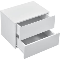 Helloshop26 - Table de chevet suspendue armoire murale avec 2 tiroirs blanc