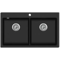 Helloshop26 - vier de cuisine encastrable à 2 bacs 86 x 51 cm granite noir