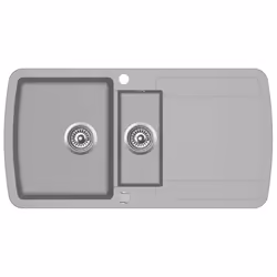 Évier de cuisine - Granit - Double bac - Réversible - Résistant à la chaleur - Gris