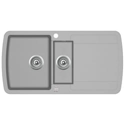 Évier de cuisine - Granit - Double bac - Réversible - Résistant à la chaleur - Gris