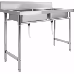 Cet évier de cuisine de qualité, avec lavabos doubles, sera un choix parfait pour les cuisines professionnelles des restauran ...