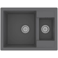 Évier de cuisine et deux lavabos trou de trop-plein 58 x 44 cm granit gris
