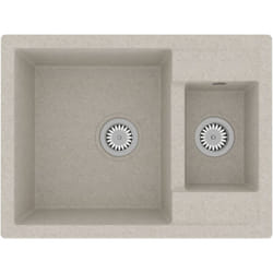 Helloshop26 - vier de cuisine deux lavabos trou de trop-plein 58 x 44 cm granit beige