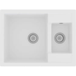 Vier de cuisine deux lavabos trou de trop-plein 58 x 44 cm granit blanc
