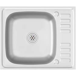 Jeu d'évier de cuisine et égouttoir évier encastré lavabo de cuisine maison intérieur argenté 50 x 60 x 15,5 cm acier inoxydable
