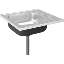 Helloshop26 - Jeu d'évier de cuisine et égouttoir argenté 60 x 60 cm acier inoxydable