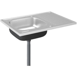 Helloshop26 - Jeu d'évier de cuisine et égouttoir argenté 80 x 60 cm acier inoxydable