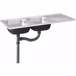 Cet évier de cuisine avec lavabos doubles et égouttoir est un supplément intemporel au décor existant de votre cuisine. L’évi ...