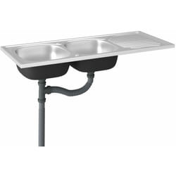 Helloshop26 - Evier de cuisine à double lavabo evier encastré lavabo de cuisine lavabo encastré maison intérieur argenté 120 x 50 cm acier inoxydable