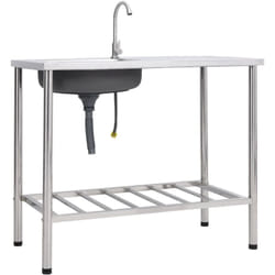 Vier de camping Seul lavabo avec robinet Acier inoxydable