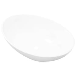 Lavabo vasque salle de bain en forme ovale 40 x 33 cm ceramique blanc