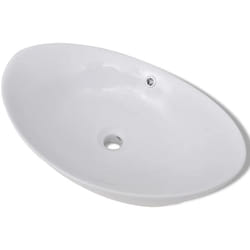 Helloshop26 - Lavabo vasque salle de bain ovale avec trop plein 59 cm céramique blanc