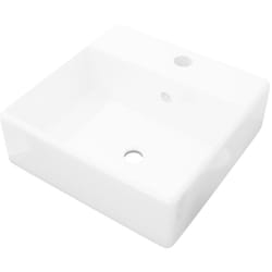 Helloshop26 - Lavabo luxueuse vasque salle de bain carrée avec trop plein 41 x 41 cm céramique blanc