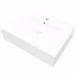 Cette vasque à poser rectangulaire, est faite en céramique de haute qualité, apportera une touche additionnelle à tous les sa ...