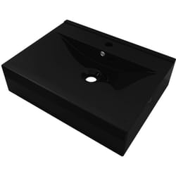 Vasque à poser perçage pour la robinetterie 60 x 46 cm en céramique noir