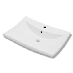 Lavabo vasque salle de bain luxueuse 60 x 44 cm ceramique rectangulaire avec trop plein ceramique blanc