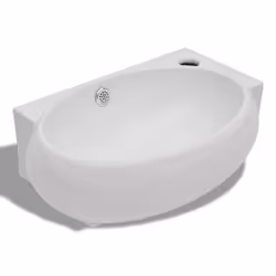Vasque de salle de bains ceramique 41 x 28 cm avec trou de trop plein blanc