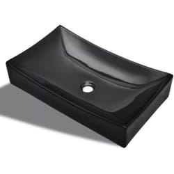 Vasque rectangulaire 65,5 x 39 cm céramique pour salle de bain noir