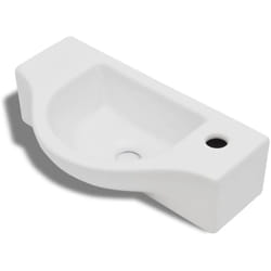 Helloshop26 - Vasque à trou pour salle de bain 45 x 25 cm céramique blanc
