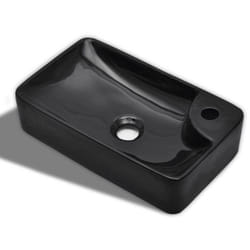 Helloshop26 - Vasque à trou pour robinet pour salle de bain lavabo 44 x 25 cm céramique noir